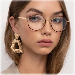 Linda Farrow - Hoffman Oval Optical Glasses in Black Yellow Gold - LFL1034C1OPT - Linda Farrow Eyewear - Avvenice