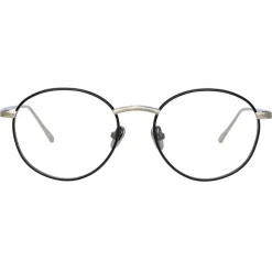 Linda Farrow - Hoffman Oval Optical Glasses in Black White Gold - LFL1034C2OPT - Linda Farrow Eyewear - Avvenice