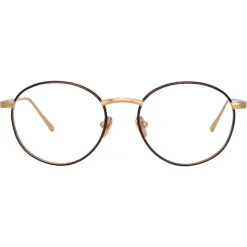 Linda Farrow - Hoffman Oval Optical Glasses in Brown - LFL1034C4OPT - Linda Farrow Eyewear - Avvenice