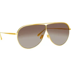 Linda Farrow - Hura Aviator Sunglasses in Yellow Gold - LFL1263C2SUN - Linda Farrow Eyewear - Avvenice
