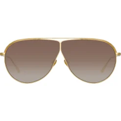 Linda Farrow - Hura Aviator Sunglasses in Yellow Gold - LFL1263C2SUN - Linda Farrow Eyewear - Avvenice