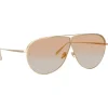 Linda Farrow - Hura Aviator Sunglasses in Light Gold - LFL1263C3SUN - Linda Farrow Eyewear - Avvenice