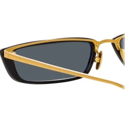 Linda Farrow - Issa C1 Rectangular Sunglasses in Black - LFL838C1SUN - Linda Farrow Eyewear - Avvenice