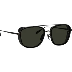 Linda Farrow - Jarvis Aviator Sunglasses in Black and Nickel - LFL1441C1SUN - Linda Farrow Eyewear - Avvenice