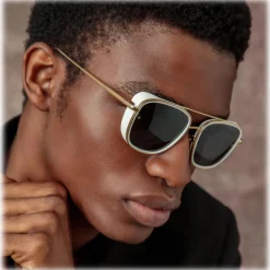 Linda Farrow - Jarvis Aviator Sunglasses in White - LFL1441C1SUN - Linda Farrow Eyewear - Avvenice