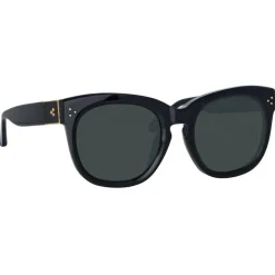 Linda Farrow - Jenson D-Frame Sunglasses in Black - LFL1384C1SUN - Linda Farrow Eyewear - Avvenice