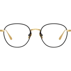 Linda Farrow - Jules Oval Optical Glasses in Yellow Gold Black - LFL1233C1OPT - Linda Farrow Eyewear - Avvenice