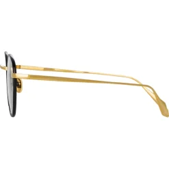 Linda Farrow - Jules Oval Optical Glasses in Yellow Gold Black - LFL1233C1OPT - Linda Farrow Eyewear - Avvenice