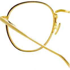 Linda Farrow - Jules Oval Optical Glasses in Yellow Gold Tortoiseshell - LFL1233C3OPT - Linda Farrow Eyewear - Avvenice