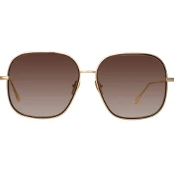 Linda Farrow - Juliana Oversized Sunglasses in Light Gold - LFL1394C1SUN - Linda Farrow Eyewear - Avvenice