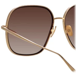 Linda Farrow - Juliana Oversized Sunglasses in Light Gold - LFL1394C1SUN - Linda Farrow Eyewear - Avvenice
