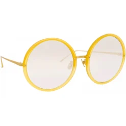 Linda Farrow - Kew Round Sunglasses in Yellow Gold - LFL457C33SUN - Linda Farrow Eyewear - Avvenice