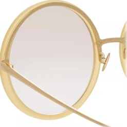 Linda Farrow - Kew Round Sunglasses in Yellow Gold - LFL457C33SUN - Linda Farrow Eyewear - Avvenice