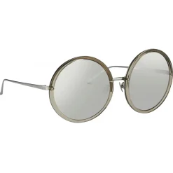 Linda Farrow - Kew Round Sunglasses in Truffle - LFL457C12SUN - Linda Farrow Eyewear - Avvenice