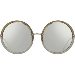 Linda Farrow - Kew Round Sunglasses in Truffle - LFL457C12SUN - Linda Farrow Eyewear - Avvenice