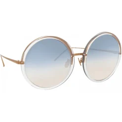 Linda Farrow - Kew Round Sunglasses in Rose Gold Clear - LFL457C32SUN - Linda Farrow Eyewear - Avvenice