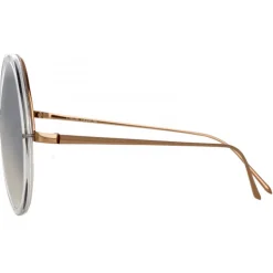 Linda Farrow - Kew Round Sunglasses in Rose Gold Clear - LFL457C32SUN - Linda Farrow Eyewear - Avvenice