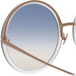 Linda Farrow - Kew Round Sunglasses in Rose Gold Clear - LFL457C32SUN - Linda Farrow Eyewear - Avvenice