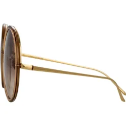Linda Farrow - Kew Round Sunglasses in Brown - LFLC457C34SUN - Linda Farrow Eyewear - Avvenice