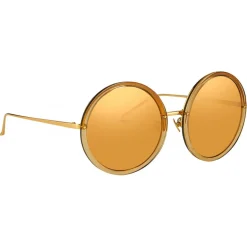 Linda Farrow - Kew Round Sunglasses in Dew Gold - LFL457C13SUN - Linda Farrow Eyewear - Avvenice