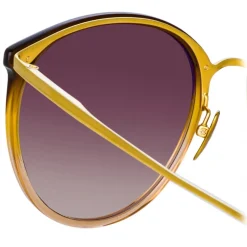 Linda Farrow - Kings Oval Sunglasses in Brown Gradient - LFL747C27SUN - Linda Farrow Eyewear - Avvenice