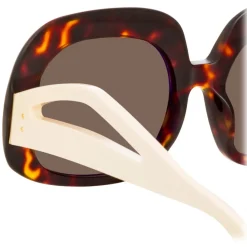 Linda Farrow - Lea Oversized Sunglasses in Tortoiseshell - LFL1289C2SUN - Linda Farrow Eyewear - Avvenice