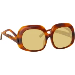 Linda Farrow - Lea Oversized Sunglasses in Horn - LFL1289C3SUN - Linda Farrow Eyewear - Avvenice