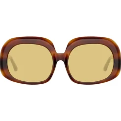 Linda Farrow - Lea Oversized Sunglasses in Horn - LFL1289C3SUN - Linda Farrow Eyewear - Avvenice