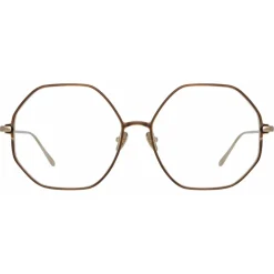 Linda Farrow - Leif Oversized Optical Glasses in Yellow Gold Black - LFL1148C6OPT - Linda Farrow Eyewear - Avvenice