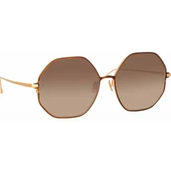 Linda Farrow - Leif Oversized Sunglasses in Rose Gold Brown - LFL1148C3SUN - Linda Farrow Eyewear - Avvenice