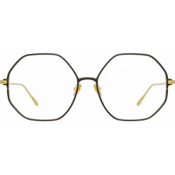 Linda Farrow - Leif Oversized Optical Glasses in Yellow Gold Black - LFL1148C6OPT - Linda Farrow Eyewear - Avvenice