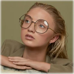 Linda Farrow - Leif Oversized Optical Glasses in Light Gold Cream - LFL1148C8OPT - Linda Farrow Eyewear - Avvenice