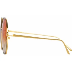 Linda Farrow - Leif Oversized Sunglasses in Yellow Gold Brown - LFL1148C4SUN - Linda Farrow Eyewear - Avvenice