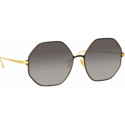 Linda Farrow - Leif Oversized Sunglasses in Yellow Gold Black - LFL1148C1SUN - Linda Farrow Eyewear - Avvenice
