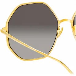 Linda Farrow - Leif Oversized Sunglasses in Yellow Gold Black - LFL1148C1SUN - Linda Farrow Eyewear - Avvenice