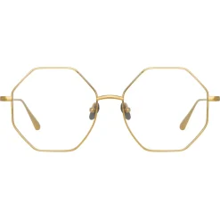 Linda Farrow - Lianas Hexagon Optical Glasses in Yellow Gold - LFL1253C5OPT - Linda Farrow Eyewear - Avvenice