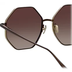 Linda Farrow - Lianas Hexagon Sunglasses in Metallic Brown - LFL1253C8SUN - Linda Farrow Eyewear - Avvenice