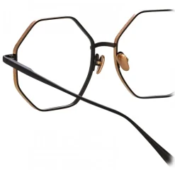 Linda Farrow - Lianas Hexagon Optical Glasses in Black - LFL1253C4OPT - Linda Farrow Eyewear - Avvenice