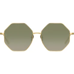 Linda Farrow - Lianas Hexagon Sunglasses in Yellow Gold - LFL1253C2SUN - Linda Farrow Eyewear - Avvenice
