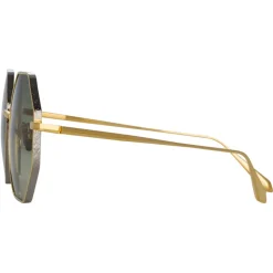 Linda Farrow - Lianas Hexagon Sunglasses in Yellow Gold - LFL1253C2SUN - Linda Farrow Eyewear - Avvenice