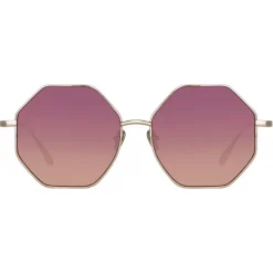 Linda Farrow - Lianas Hexagon Sunglasses in Light Gold - LFL1253C3SUN - Linda Farrow Eyewear - Avvenice
