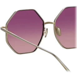 Linda Farrow - Lianas Hexagon Sunglasses in Light Gold - LFL1253C3SUN - Linda Farrow Eyewear - Avvenice