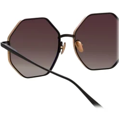 Linda Farrow - Lianas Hexagon Sunglasses in Black - LFL1253C1SUN - Linda Farrow Eyewear - Avvenice