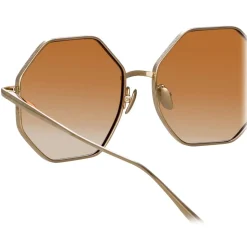 Linda Farrow - Lianas Hexagon Sunglasses in Light Gold - LFL1253C3SUN - Linda Farrow Eyewear - Avvenice