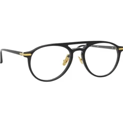Linda Farrow - Linear Ando Aviator Optical Glasses in Black - LF23C1OPT - Linda Farrow Eyewear - Avvenice