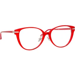 Linda Farrow - Linear Arch Cat Eye Optical Glasses in Crimson - LF26C6OPT - Linda Farrow Eyewear - Avvenice