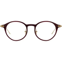Linda Farrow - Linear Arris A Oval Optical Glasses in Burgundy - LF06AC4OPT - Linda Farrow Eyewear - Avvenice