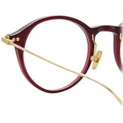 Linda Farrow - Linear Arris Oval Optical Glasses in Burgundy - LF06C4OPT - Linda Farrow Eyewear - Avvenice