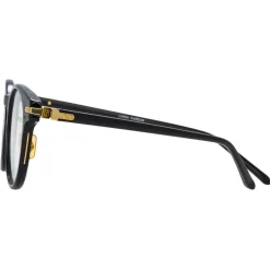 Linda Farrow - Linear Bay D-Frame Optical Glasses in Black - LF25C1OPT - Linda Farrow Eyewear - Avvenice