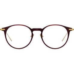 Linda Farrow - Linear Chevron Oval Optical Glasses in Burgundy - LF08C4OPT - Linda Farrow Eyewear - Avvenice